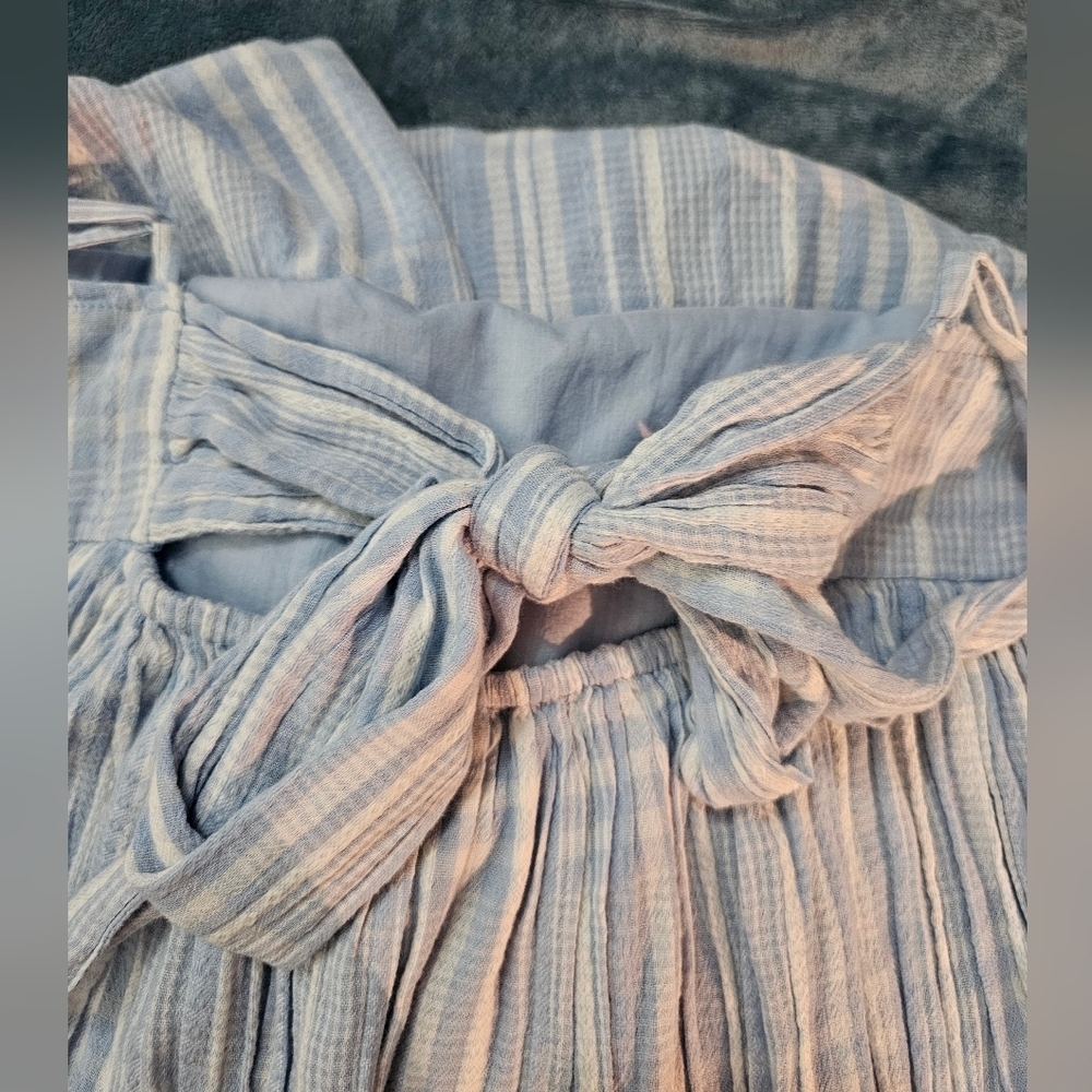 American Eagle Outfitters Baby Doll Light Blue Plaid Midi Dress Large - Picture 14 of 16